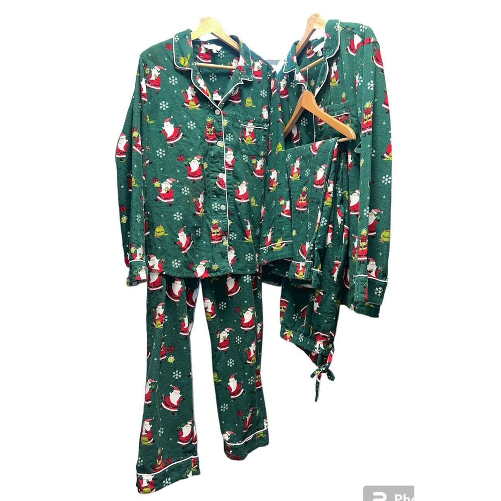 The Company Store‎ Men's XMAS Pajamas Santa PJ 2 Sets Matching Size M Flannel